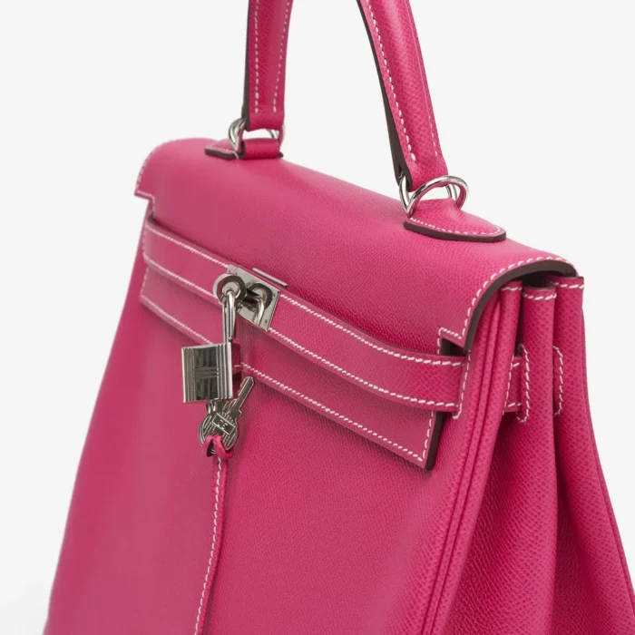 Premium Hermès Replica Kelly 35 Espom Rose Tyrien Rubis Candy Collection PHW - Direct Luxury Fashion - Image 7