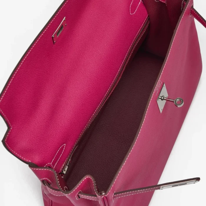 Premium Hermès Replica Kelly 35 Espom Rose Tyrien Rubis Candy Collection PHW - Direct Luxury Fashion - Image 5