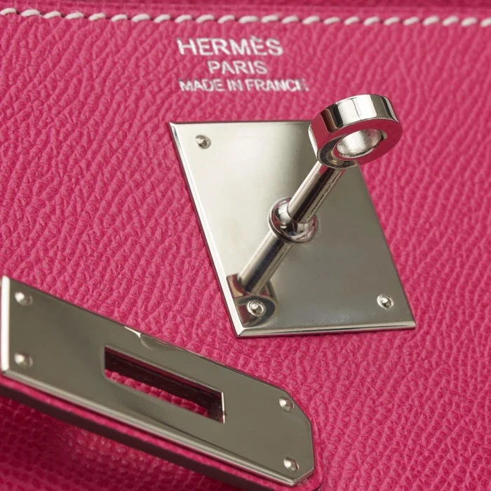 Premium Hermès Replica Kelly 35 Espom Rose Tyrien Rubis Candy Collection PHW - Direct Luxury Fashion - Image 6