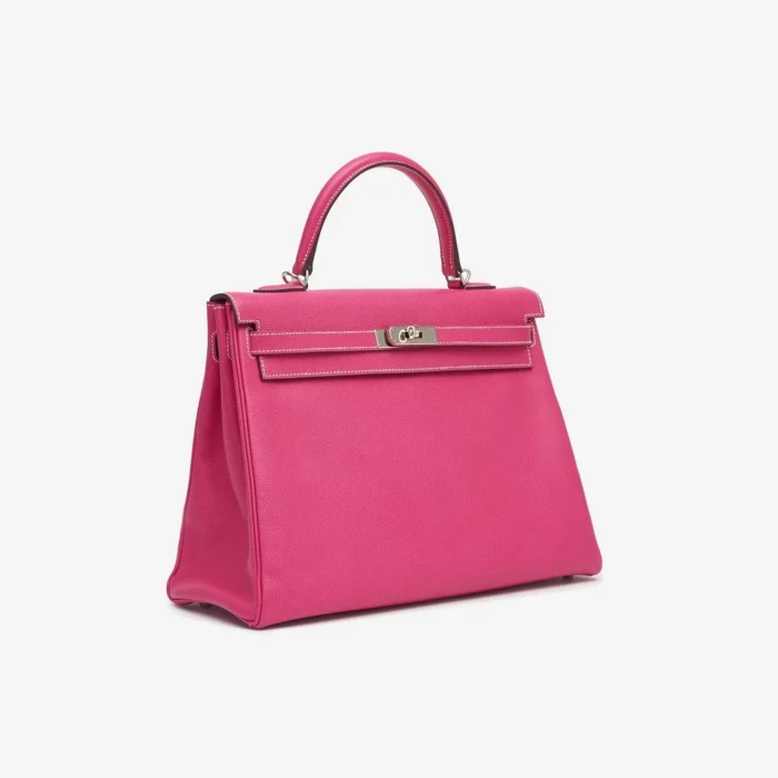 Premium Hermès Replica Kelly 35 Espom Rose Tyrien Rubis Candy Collection PHW - Direct Luxury Fashion - Image 4