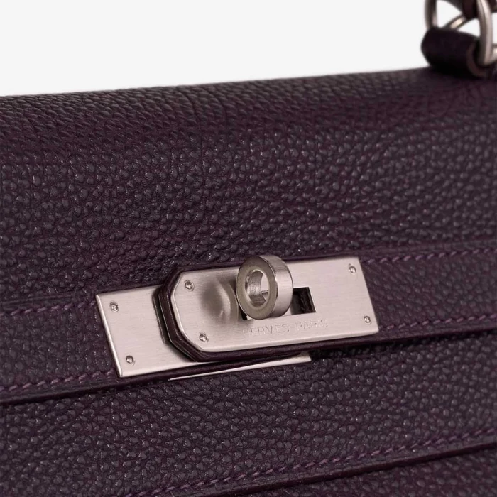 Premium Hermès Replica Kelly 35 Togo Raisin/Sienne PHW - Direct Luxury Fashion - Image 8