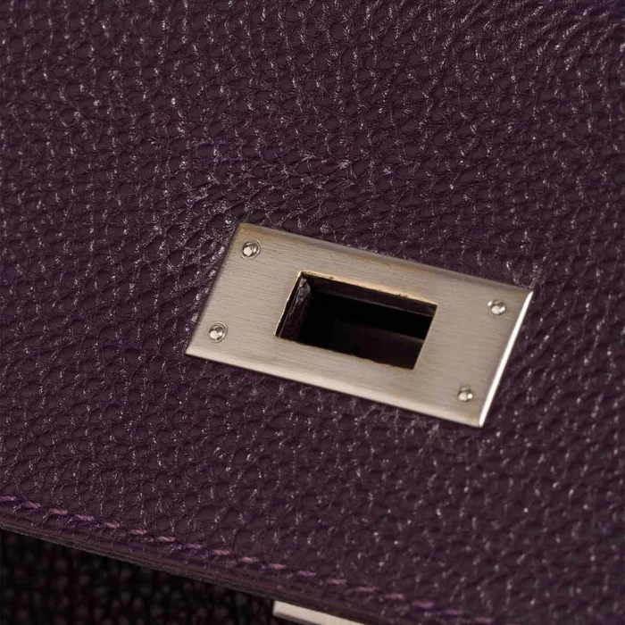 Premium Hermès Replica Kelly 35 Togo Raisin/Sienne PHW - Direct Luxury Fashion - Image 7