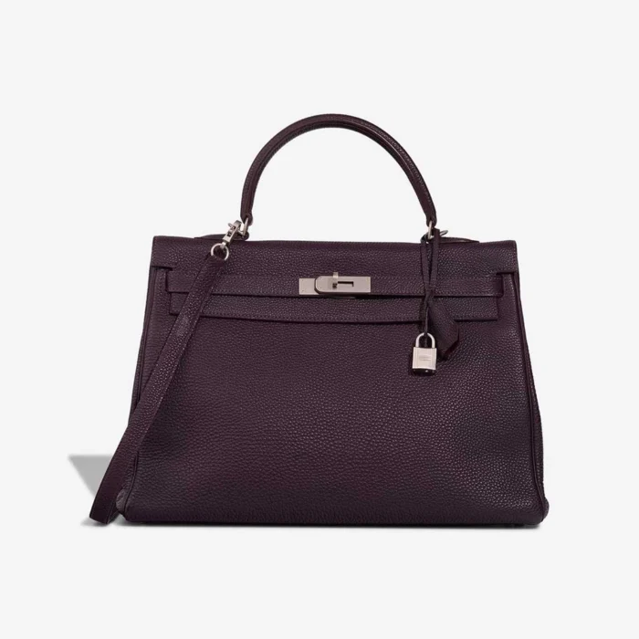Premium Hermès Replica Kelly 35 Togo Raisin/Sienne PHW - Direct Luxury Fashion