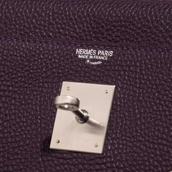 Premium Hermès Replica Kelly 35 Togo Raisin/Sienne PHW - Direct Luxury Fashion - Image 6