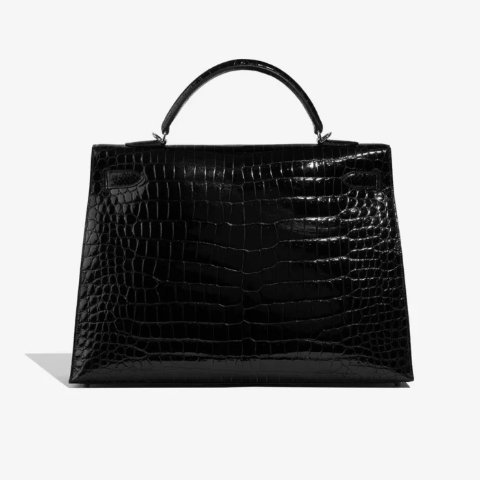 Premium Hermès Replica Kelly 40 Porosus Crocodile Black PHW - Direct Luxury Fashion - Image 2