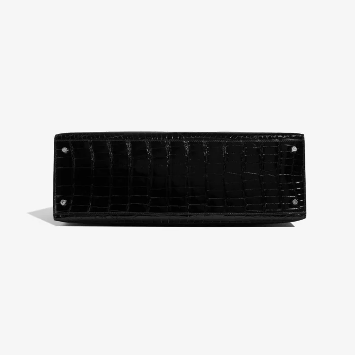 Premium Hermès Replica Kelly 40 Porosus Crocodile Black PHW - Direct Luxury Fashion - Image 3