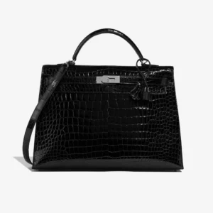 Premium Hermès Replica Kelly 40 Porosus Crocodile Black PHW