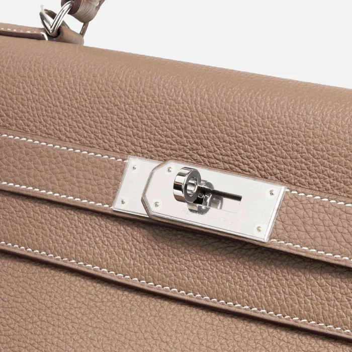 Premium Hermès Replica Kelly 40 Togo Etoupe PHW - Direct Luxury Fashion - Image 6