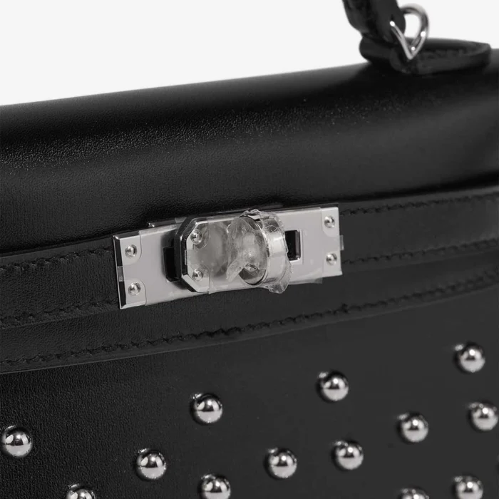 Premium Hermès Replica Kelly Cloute Mini Box Black PHW - Direct Luxury Fashion - Image 7