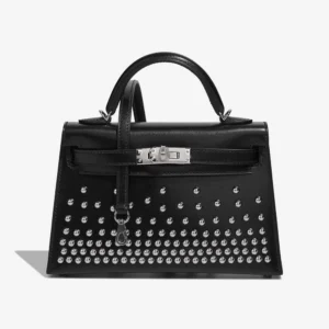 Premium Hermès Replica Kelly Cloute Mini Box Black PHW - Direct Luxury Fashion