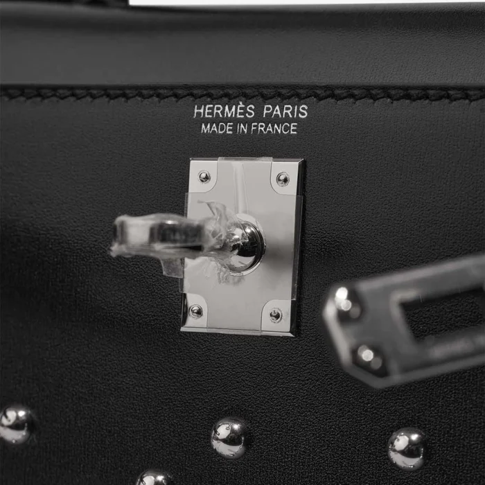 Premium Hermès Replica Kelly Cloute Mini Box Black PHW - Direct Luxury Fashion - Image 6