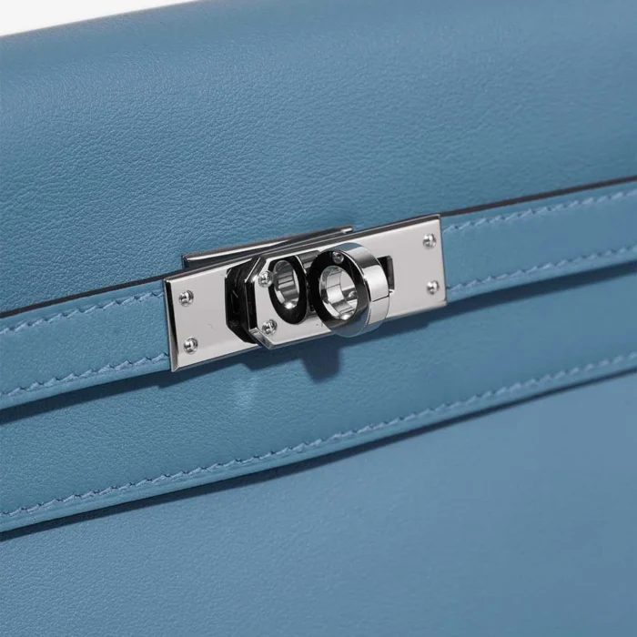 Premium Hermès Replica Kelly Danse Anate Swift New Bleu Jean PHW - Direct Luxury Fashion - Image 6
