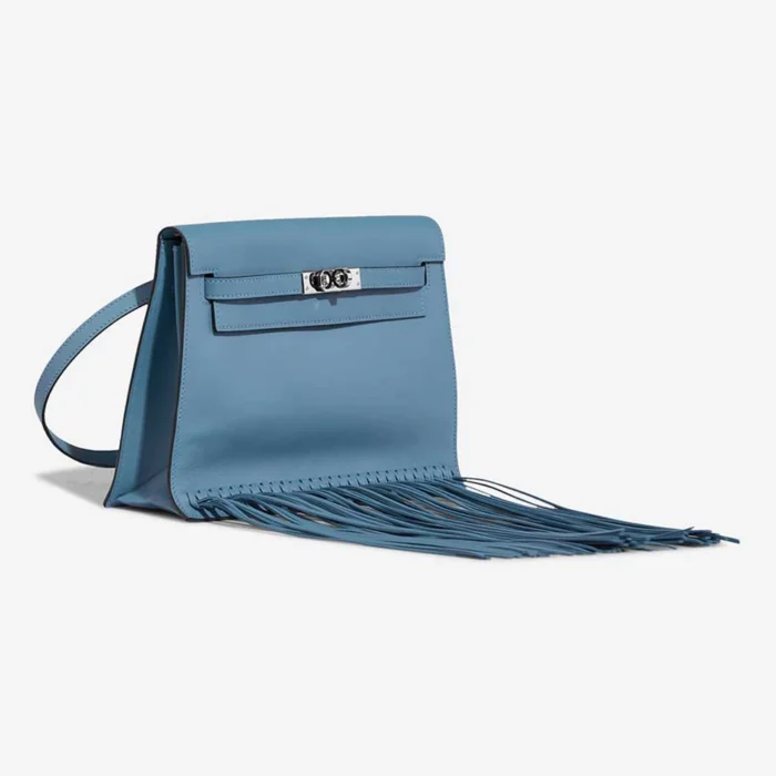 Premium Hermès Replica Kelly Danse Anate Swift New Bleu Jean PHW - Direct Luxury Fashion - Image 4
