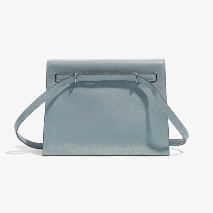 Premium Hermès Replica Kelly Danse Evercolor Blue Lin PHW - Direct Luxury Fashion - Image 2