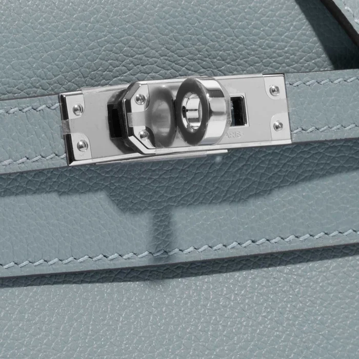 Premium Hermès Replica Kelly Danse Evercolor Blue Lin PHW - Direct Luxury Fashion - Image 7