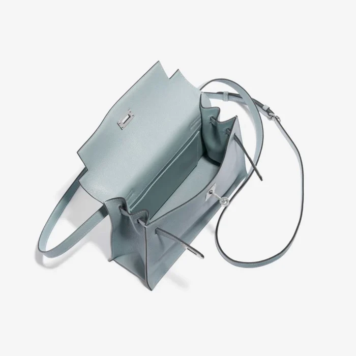 Premium Hermès Replica Kelly Danse Evercolor Blue Lin PHW - Direct Luxury Fashion - Image 5