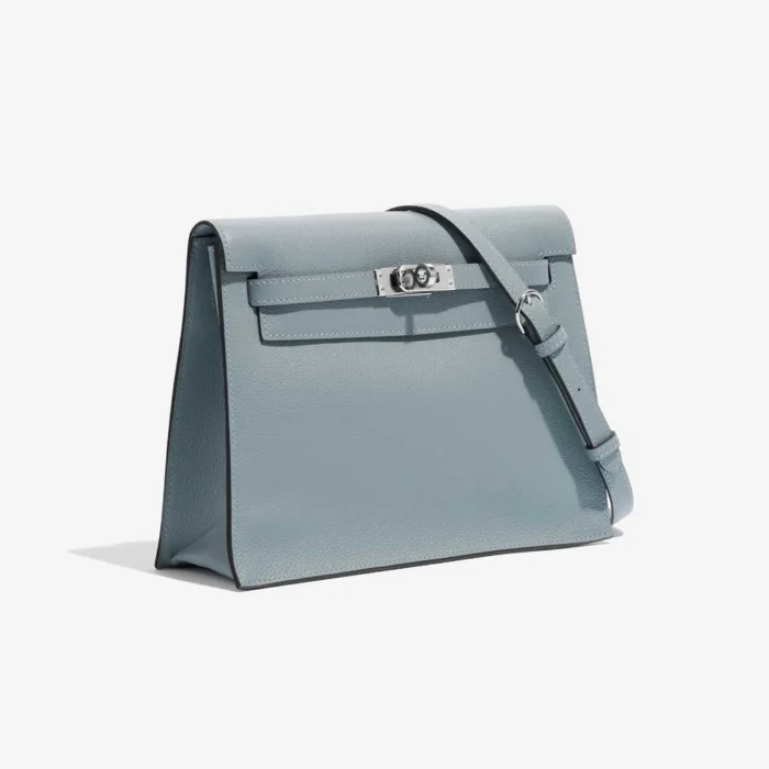 Premium Hermès Replica Kelly Danse Evercolor Blue Lin PHW - Direct Luxury Fashion - Image 4