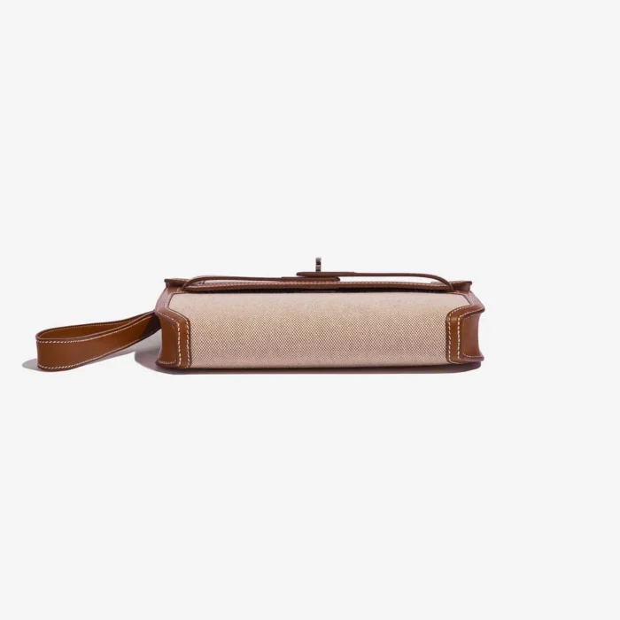 Premium Hermès Replica Kelly Depêches Pouch 25 Toile/Barenia Fauve PHW - Direct Luxury Fashion - Image 3