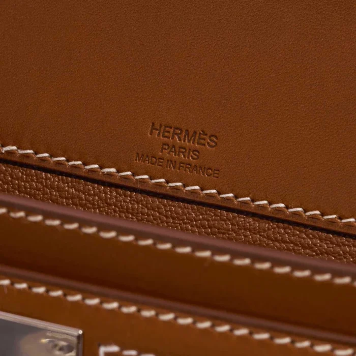 Premium Hermès Replica Kelly Depêches Pouch 25 Toile/Barenia Fauve PHW - Direct Luxury Fashion - Image 6