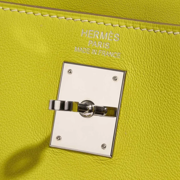 Premium Hermès Replica Kelly Lakis 35 Swift Lime PHW - Direct Luxury Fashion - Image 6