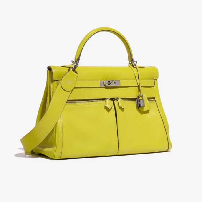 Premium Hermès Replica Kelly Lakis 35 Swift Lime PHW - Direct Luxury Fashion - Image 4