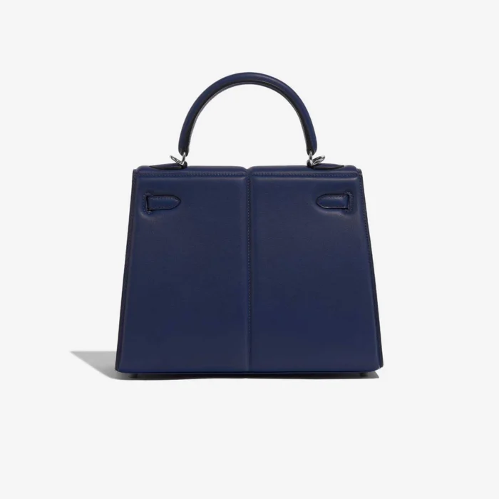 Premium Hermès Replica Kelly Padded 25 Swift Blue Saphire PHW - Direct Luxury Fashion - Image 2