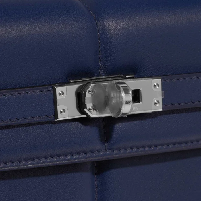 Premium Hermès Replica Kelly Padded 25 Swift Blue Saphire PHW - Direct Luxury Fashion - Image 7