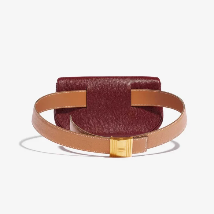 Premium Hermès Replica Kelly Pochette Courchevel Bordeaux/Gold GHW - Direct Luxury Fashion - Image 2