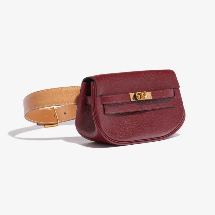 Premium Hermès Replica Kelly Pochette Courchevel Bordeaux/Gold GHW - Direct Luxury Fashion - Image 4