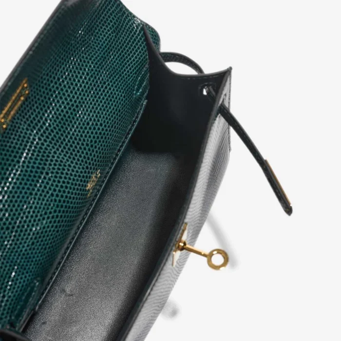 Premium Hermès Replica Kelly Pochette Niloticus Lizard Vert Cypres GHW - Direct Luxury Fashion - Image 5