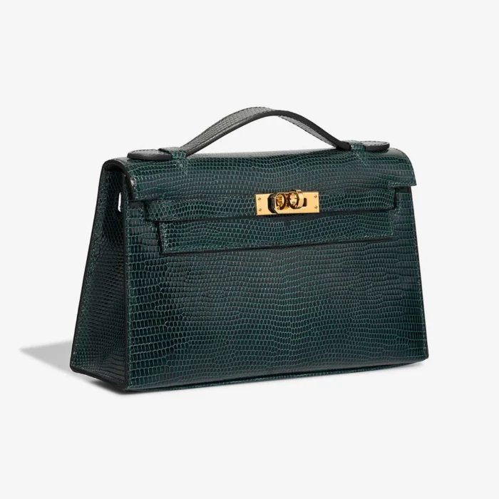 Premium Hermès Replica Kelly Pochette Niloticus Lizard Vert Cypres GHW - Direct Luxury Fashion - Image 4