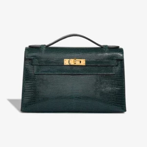 Premium Hermès Replica Kelly Pochette Niloticus Lizard Vert Cypres GHW - Direct Luxury Fashion