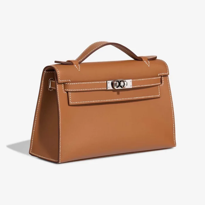 Premium Hermès Replica Kelly Pochette Swift Gold PHW - Direct Luxury Fashion - Image 4