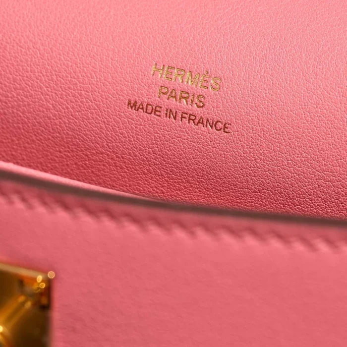 Premium Hermès Replica Kelly Pochette Swift Rose Azalee GHW - Direct Luxury Fashion - Image 5