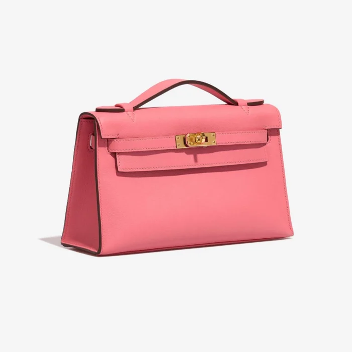 Premium Hermès Replica Kelly Pochette Swift Rose Azalee GHW - Direct Luxury Fashion - Image 4