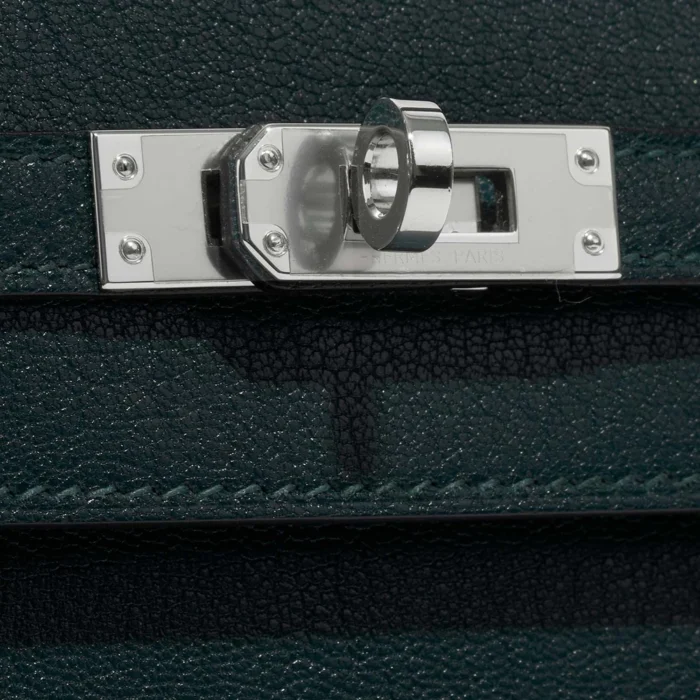Premium Hermès Replica Kelly Sellier 25 Chevre Chamkila Vert Cypress PHW - Direct Luxury Fashion - Image 6