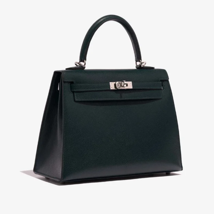 Premium Hermès Replica Kelly Sellier 25 Chevre Chamkila Vert Cypress PHW - Direct Luxury Fashion - Image 4