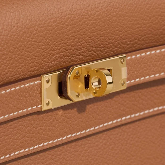 Premium Hermès Replica Kelly To Go Evercolor Gold GHW - Direct Luxury Fashion - Image 7