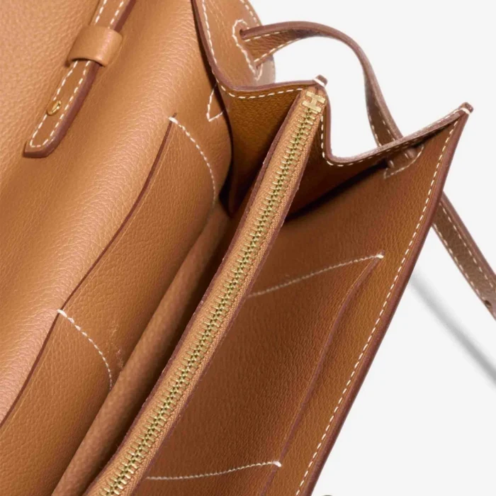 Premium Hermès Replica Kelly To Go Evercolor Gold GHW - Direct Luxury Fashion - Image 5