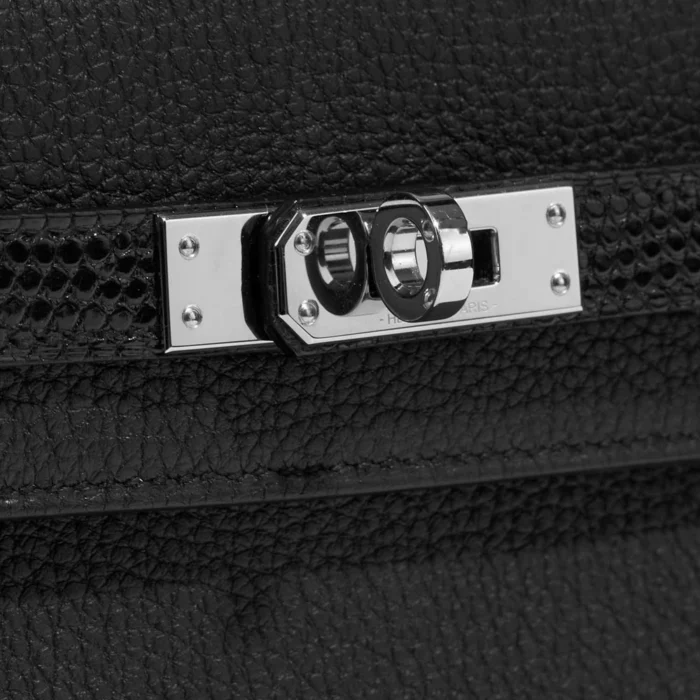 Premium Hermès Replica Kelly Touch 25 Togo/Lizard Black PHW - Direct Luxury Fashion - Image 7