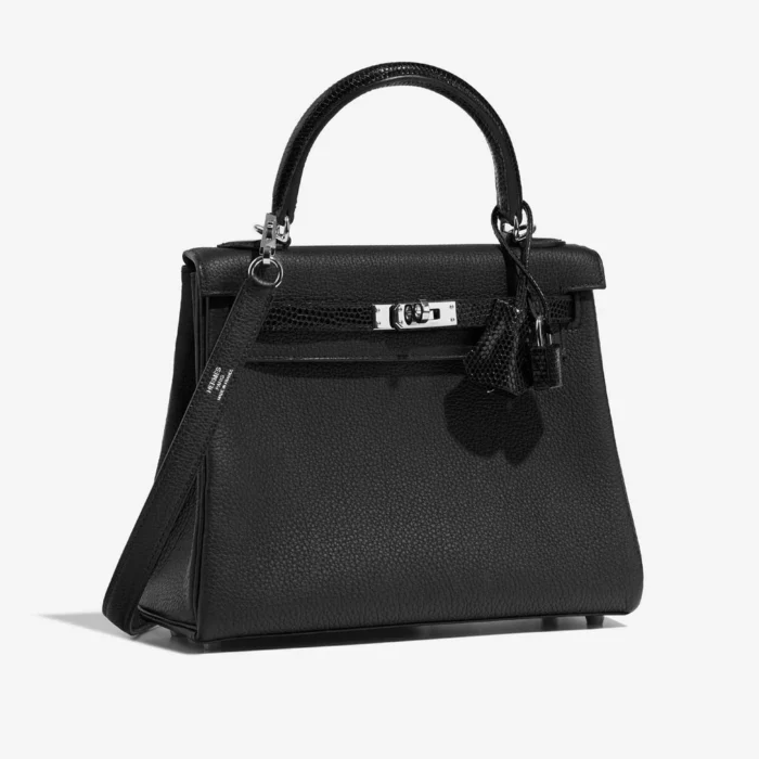 Premium Hermès Replica Kelly Touch 25 Togo/Lizard Black PHW - Direct Luxury Fashion - Image 4