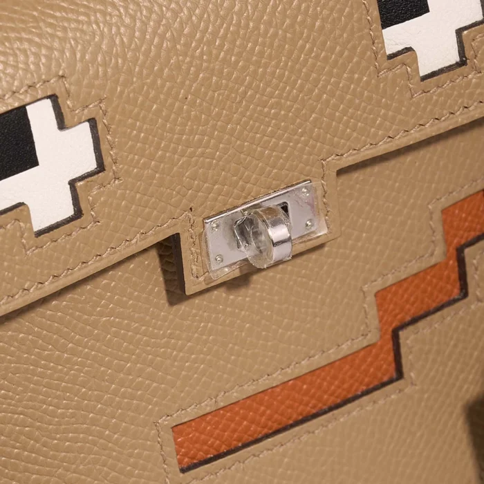 Premium Hermès Replica Kellydole Picto Epsom Chai/Mauve/Terre Battue/Celeste PHW - Direct Luxury Fashion - Image 5