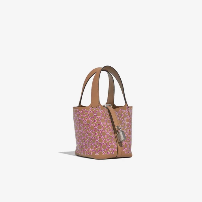 Premium Hermès Replica Micro Lucky Daisy Picotin 14 Swift Chai/Rose/White PHW - Direct Luxury Fashion - Image 4