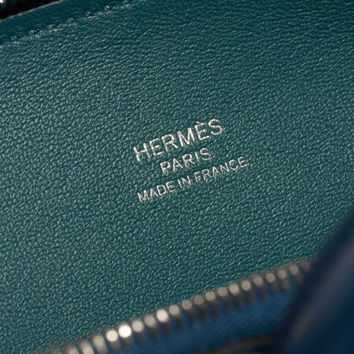 Premium Hermès Replica Mini Bolide Evercolor Vert Bosphore PHW - Direct Luxury Fashion - Image 6