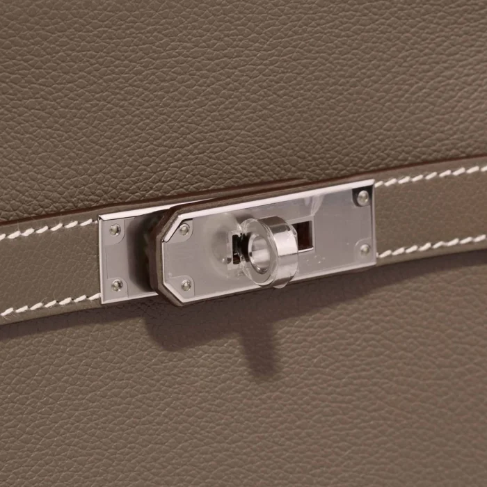 Premium Hermès Replica Mini Jypsiere Evercolor Etoupe PHW - Direct Luxury Fashion - Image 7