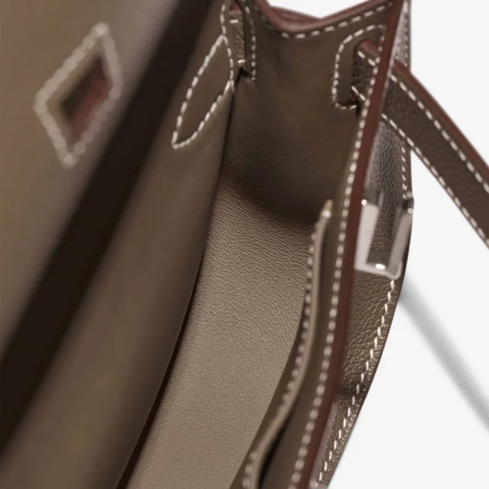 Premium Hermès Replica Mini Jypsiere Evercolor Etoupe PHW - Direct Luxury Fashion - Image 6