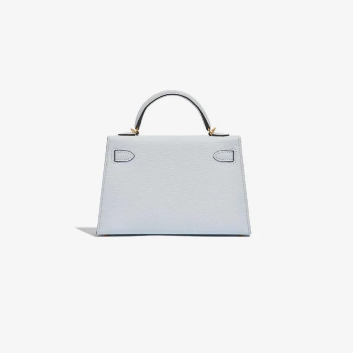 Premium Hermès Replica Mini Kelly Chèvre Mysore Blue Brume GHW - Direct Luxury Fashion - Image 2