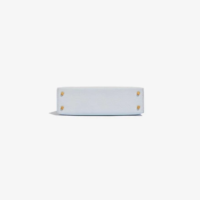 Premium Hermès Replica Mini Kelly Chèvre Mysore Blue Brume GHW - Direct Luxury Fashion - Image 3