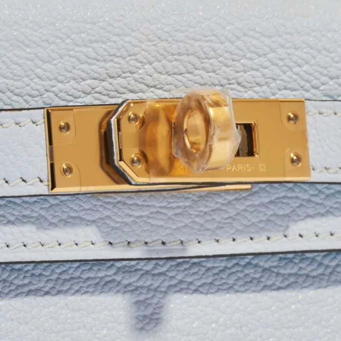 Premium Hermès Replica Mini Kelly Chèvre Mysore Blue Brume GHW - Direct Luxury Fashion - Image 7
