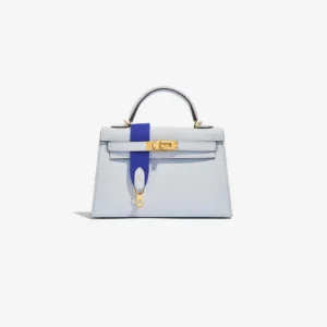 Premium Hermès Replica Mini Kelly Chevre Mysore Blue Brume GHW